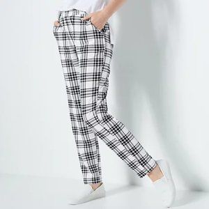 AnyBody Cozy Knit French Terry Cotton Modal Check Printed Pull-On Pant Size 1X